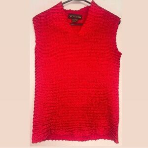 VALENTINA Vintage Red Crinkle Top OS